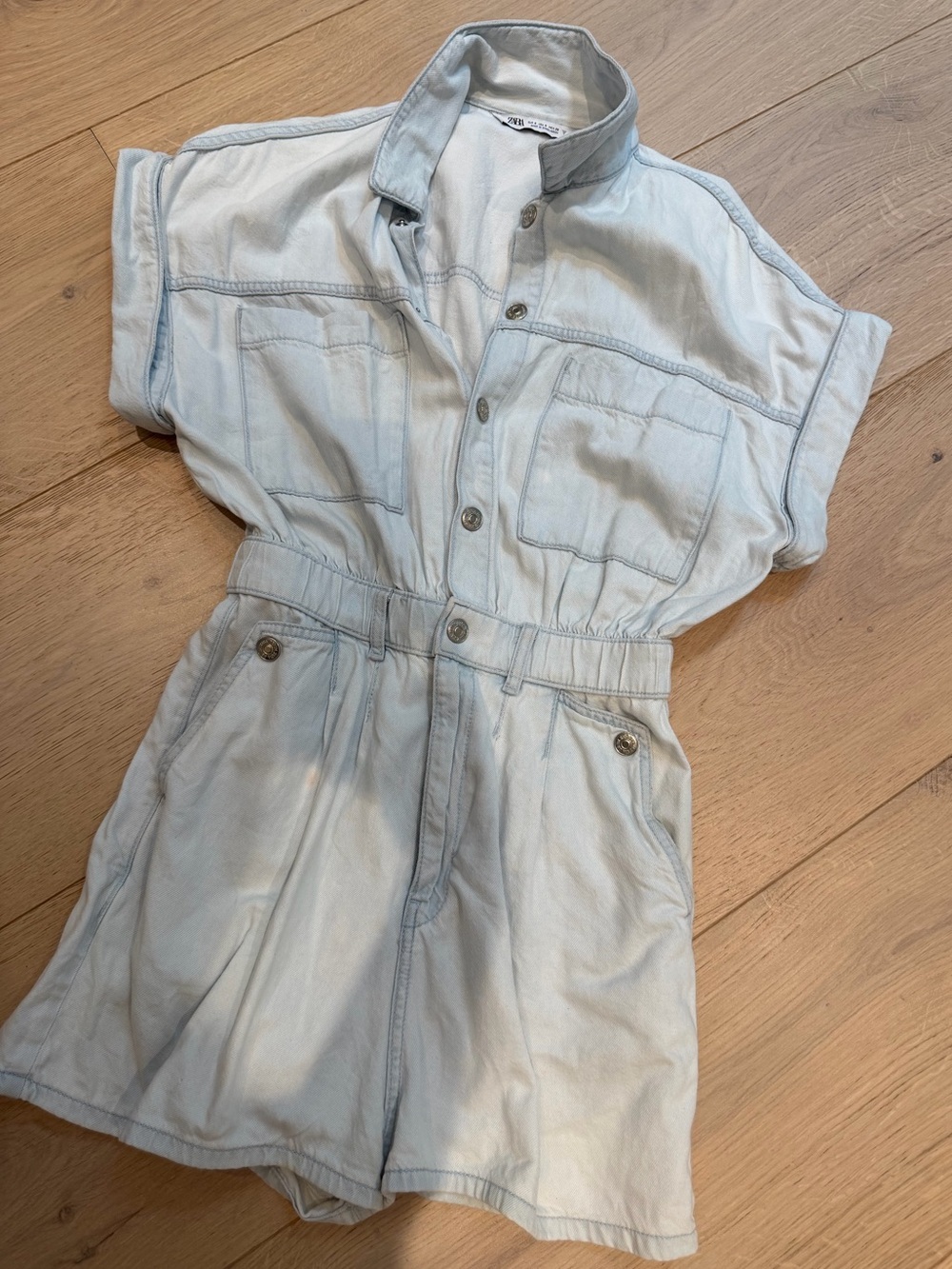Zara Light Blue Denim Romper